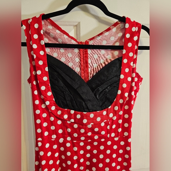 Vintage Retro Polka Dot A-Line Dress Sweetheart Neckline Size Small Red/White - Picture 3 of 7